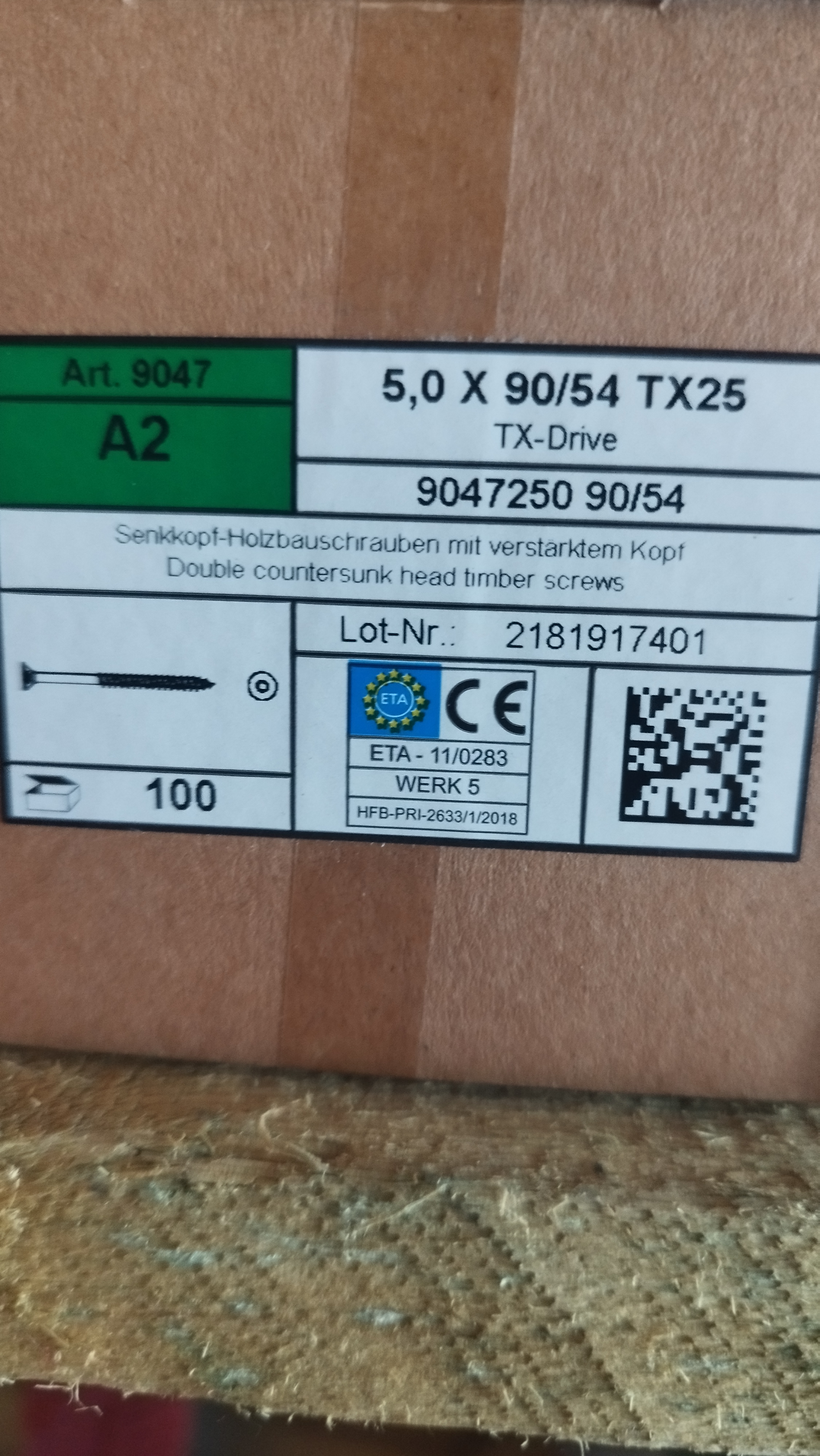 A2 5,0x90/54 tx25 scew